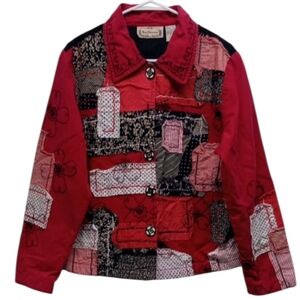 New Direction Pink And Black Floral Patchwork Jacket